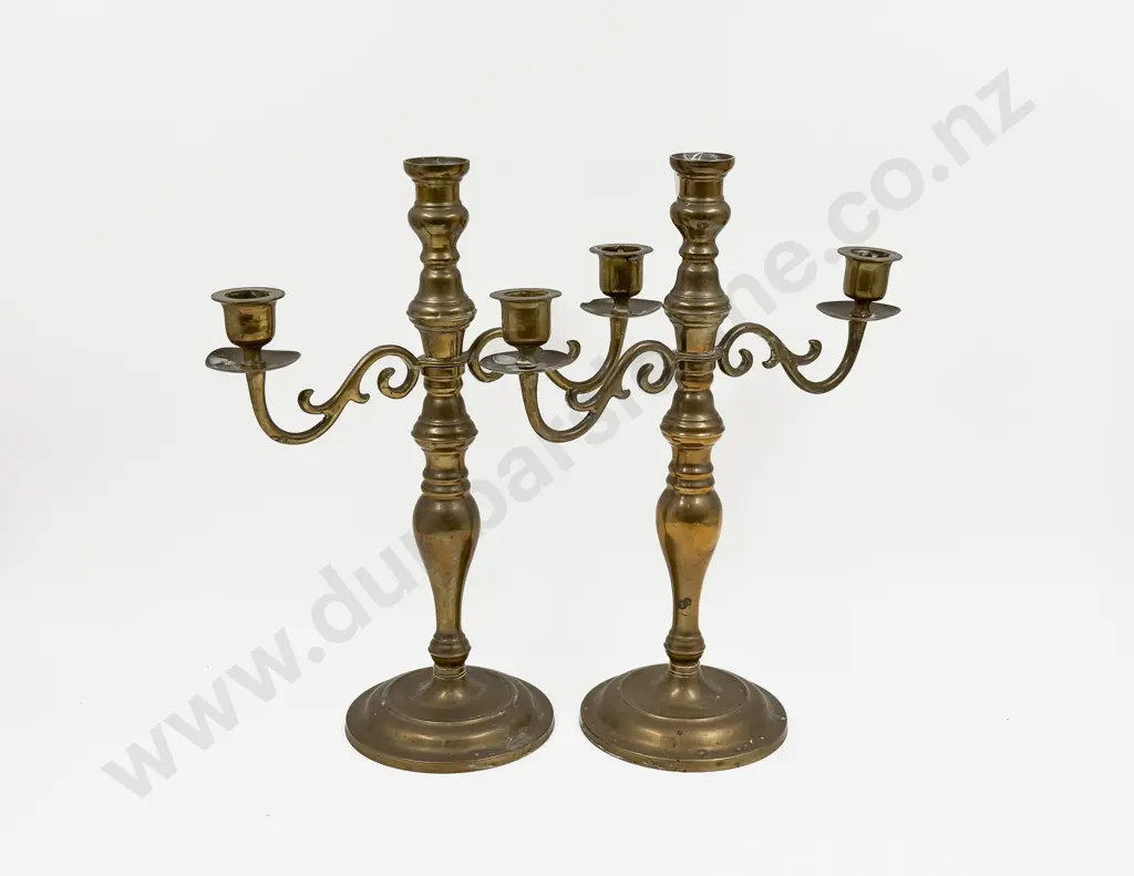 Pair of Brass Candelabras Image 1++