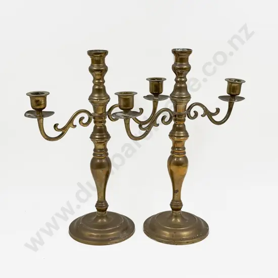 Pair of Brass Candelabras
