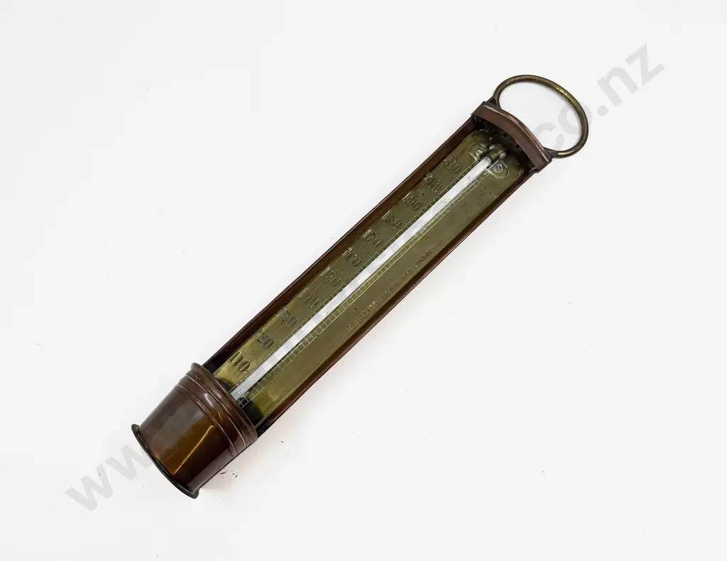 Vict Brass & Copper Oversized Thermometer Image 1++