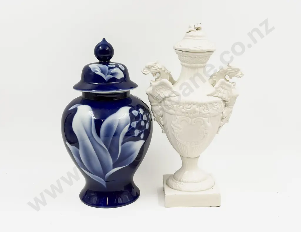 Chinese Ginger Jar together with Glazed Ceramic Urn (Faults) Image 1++