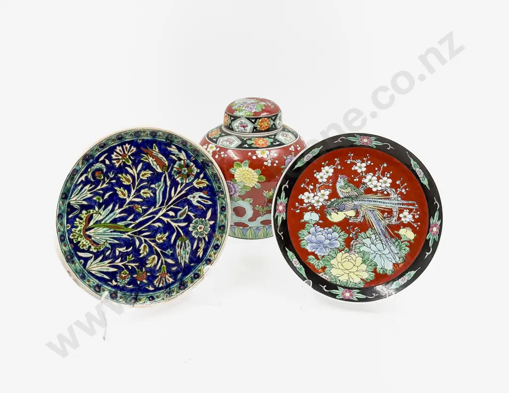 Japanese Ginger Jar and Two Plates Image 1++