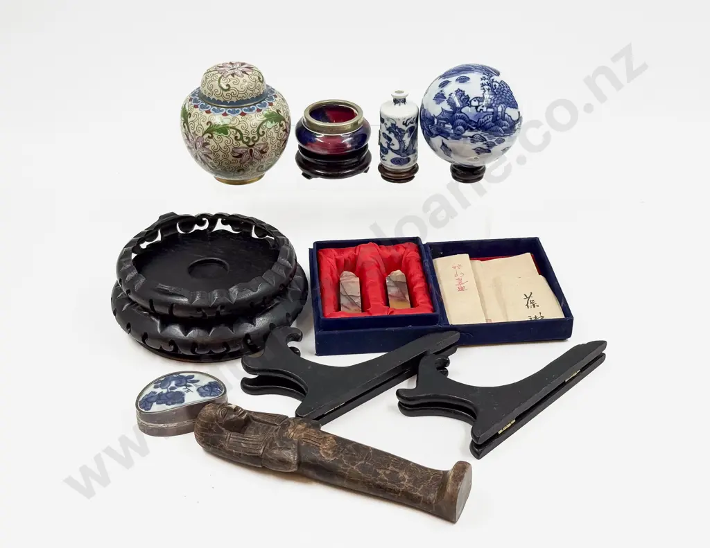 Small Cloisonne Ginger Jar together with Assorted Stands etc Image 1++