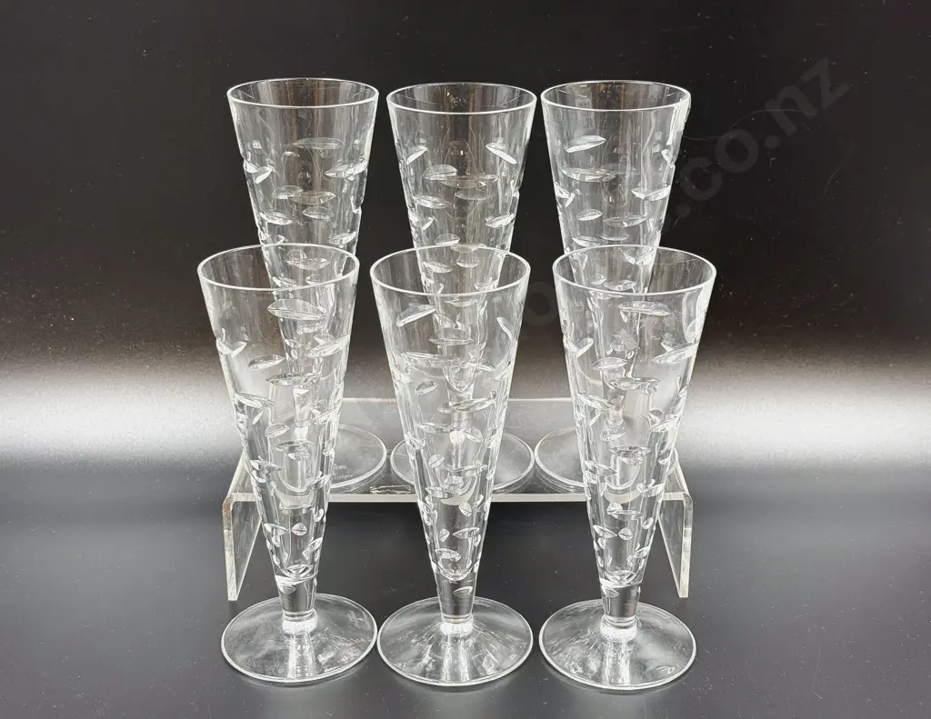 Set of Six Jasper Conran Waterford Crystal Champagne Glasses Image 1++