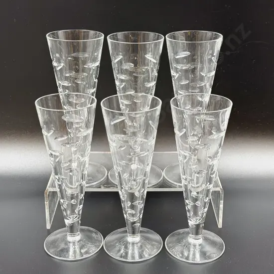 Set of Six Jasper Conran Waterford Crystal Champagne Glasses