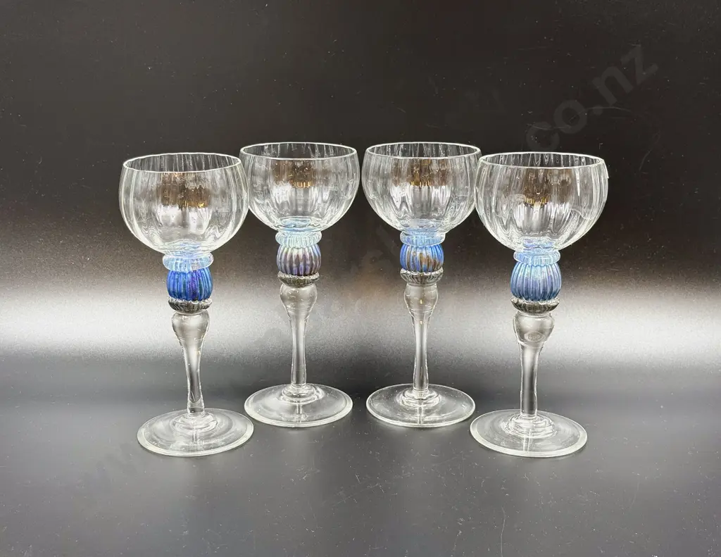 Viesnik Art Glass Goblet together with Hoglund Goblet & Two Sets of Four Assorted Stemmed Glassware Image 1++