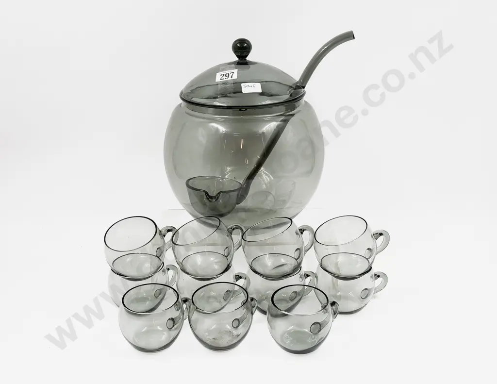 Mid Century Style Glass Punch Bowl Set Image 1++