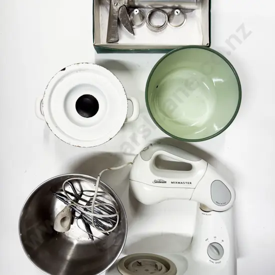 Sunbeam Mixmaster together with Enamel Cooking Pot etc