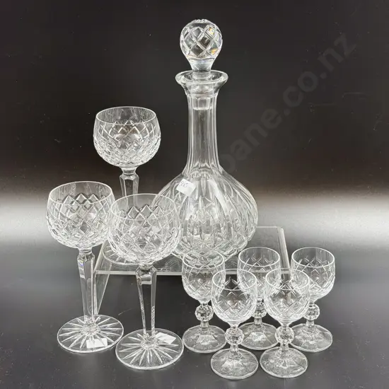 Assorted Crystal Glasses together with Decanter