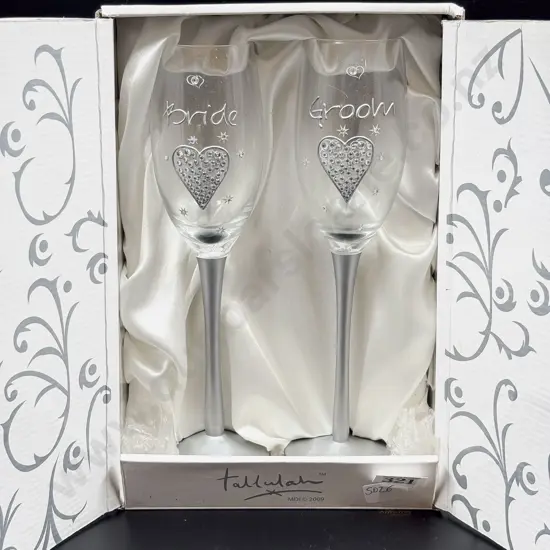 Boxed Set of Novelty Bride/Groom Champagne Glasses