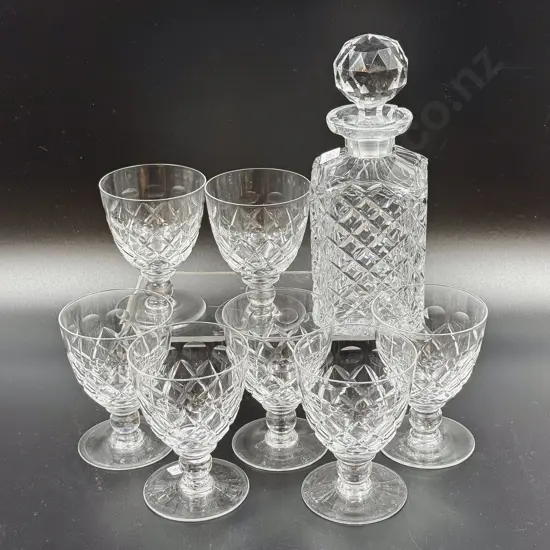 Whisky Decanter together with Seven Crystal Glasses