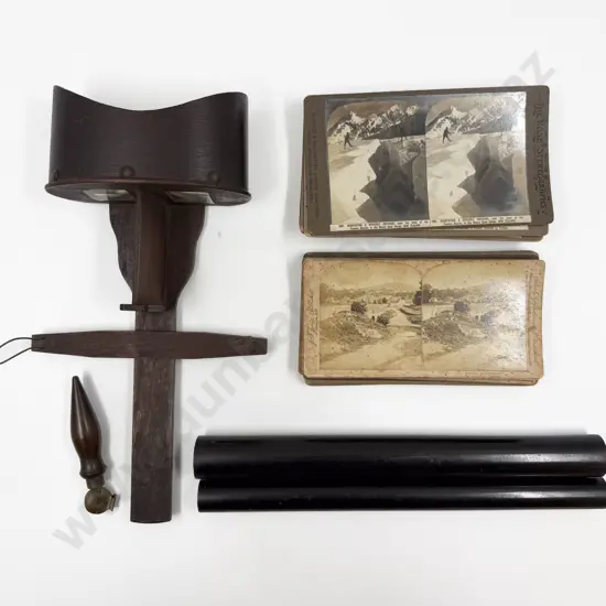 Vintage Wooden Stereoscope with Assorted Slides