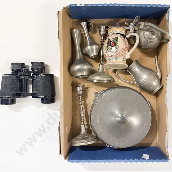 Box Qty of Assorted Pewter etc