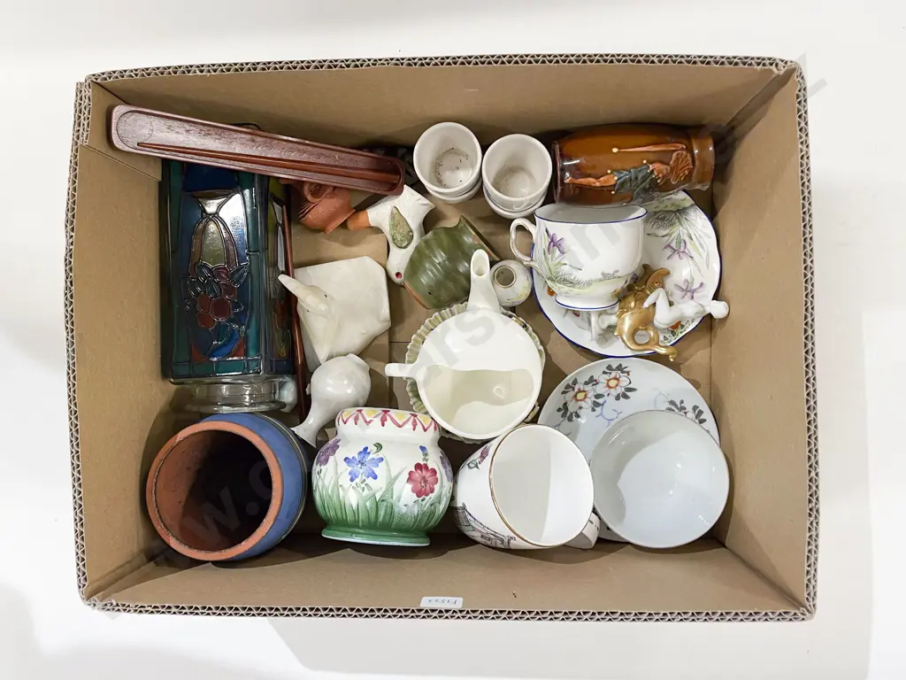 Box Qty of Assorted China with Ornaments & Pottery etc Image 1++