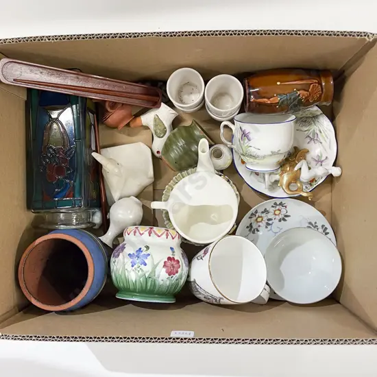 Box Qty of Assorted China with Ornaments & Pottery etc