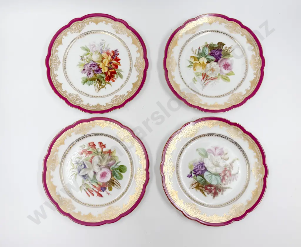 Set of Four Fancy China Floral Plates Image 1++