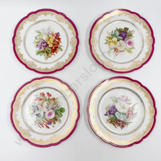Set of Four Fancy China Floral Plates