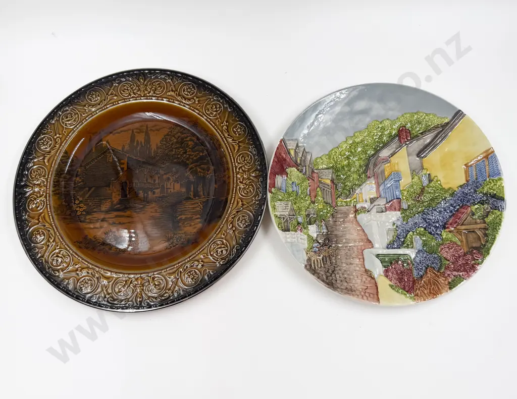Stoke on Trent British Scenes Charger together with Majolica Plate Image 1++