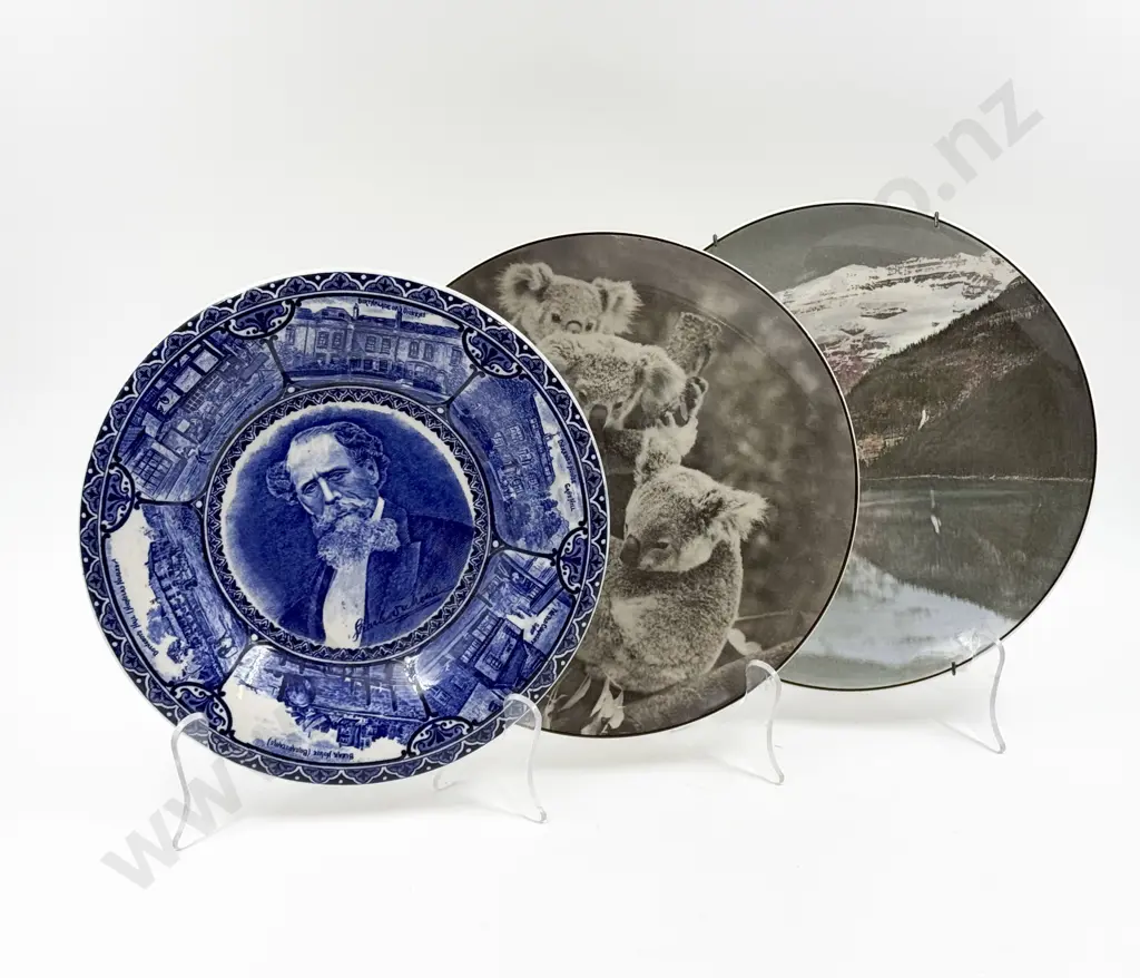 Two RD Pictorial Plates together with Dickens Blue & White Plate Image 1++