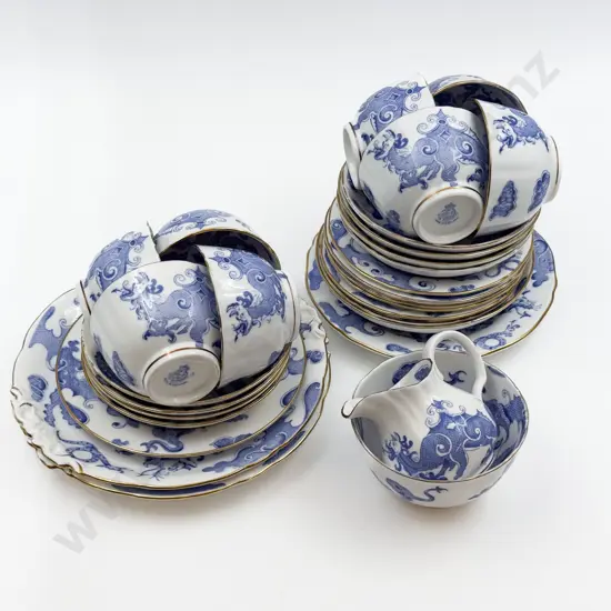 Royal Worcester "Blue Dragon" Pattern Eight Place Part Teaset