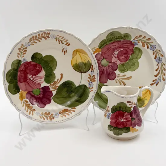 Two Belle Fiore Plates together with Jug