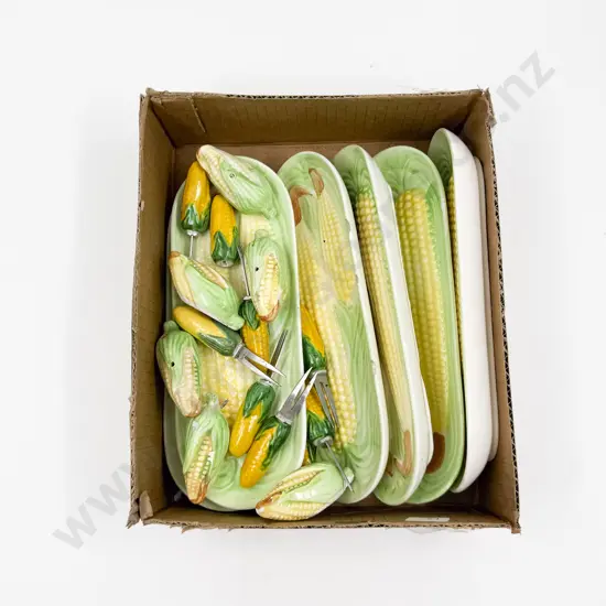 Qty of Corn Dishes & Cob Forks