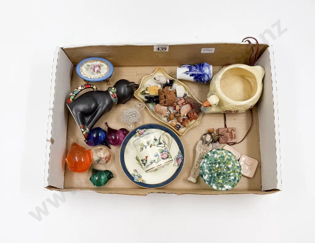 Box Qty of Assorted China & Other Ornaments together with Art Glass Image 1++