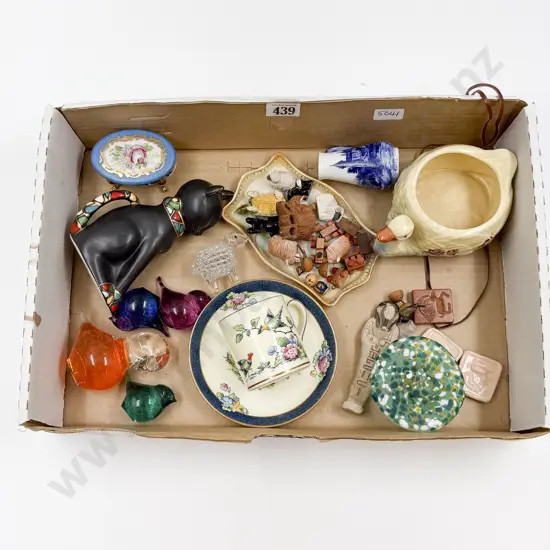 Box Qty of Assorted China & Other Ornaments together with Art Glass