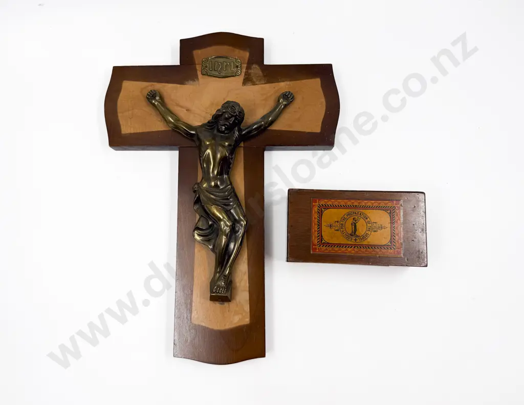 Large Crucifix together with Vintage Donation Box Image 1++