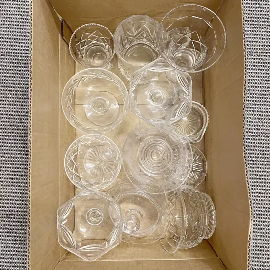Box Qty of Assorted Crystal & Glassware