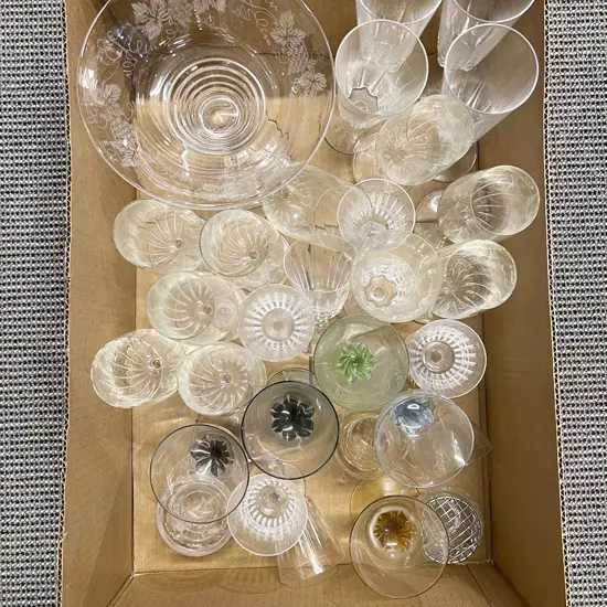 Box Qty of Assorted Crystal & Glassware