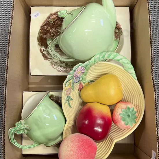 Qty of Assorted China together with Faux Fruit