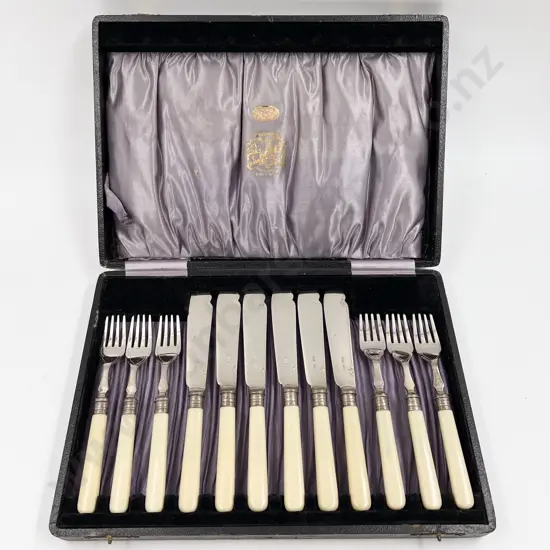 Box of Assorted Bone Handled Fish Knifes & Forks