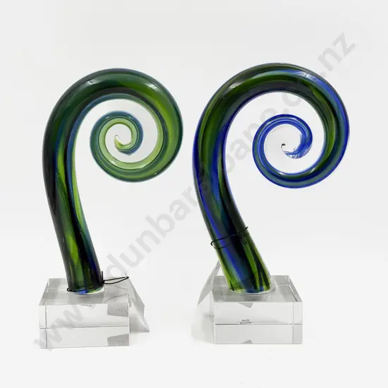 Two Art Glass Koru