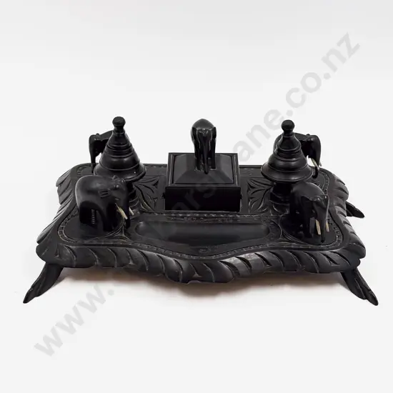 Ebony Desk Stand with Elephant Motif