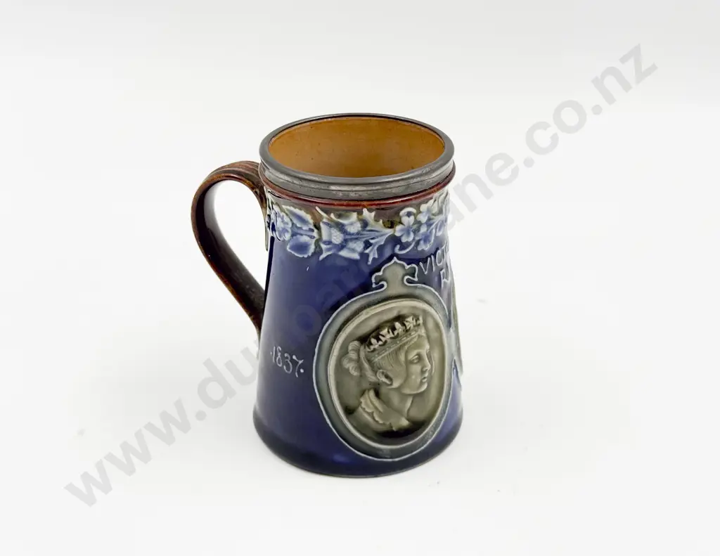 Doulton Lambeth Queen Victoria Stoneware Tankard Image 1++