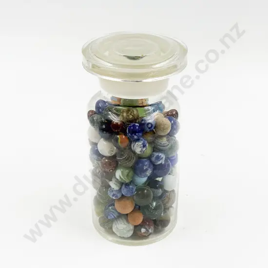 Small Qty of Assorted Vintage Marbles & Chemist Bottle
