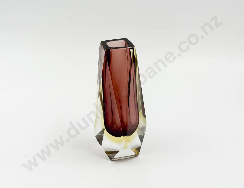 Murano Amethyst Facetted Art Glass Vase Image 1++