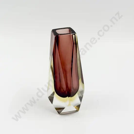 Murano Amethyst Facetted Art Glass Vase