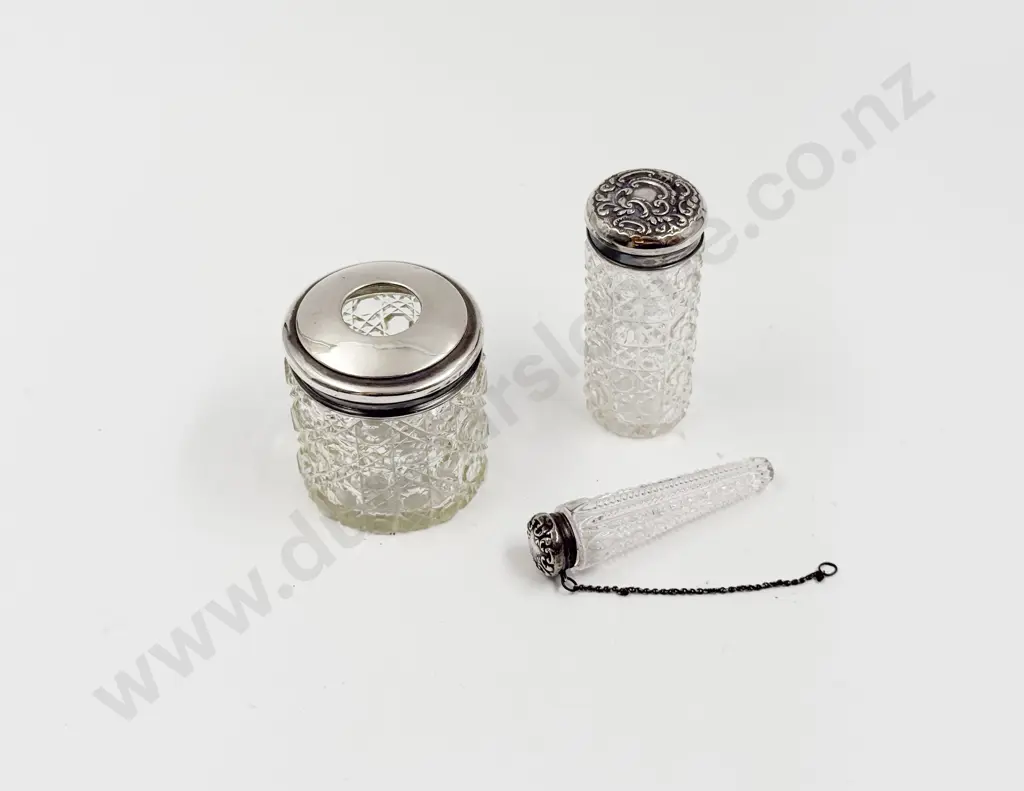 Three Assorted S/S Topped Vanity Jars Image 1++