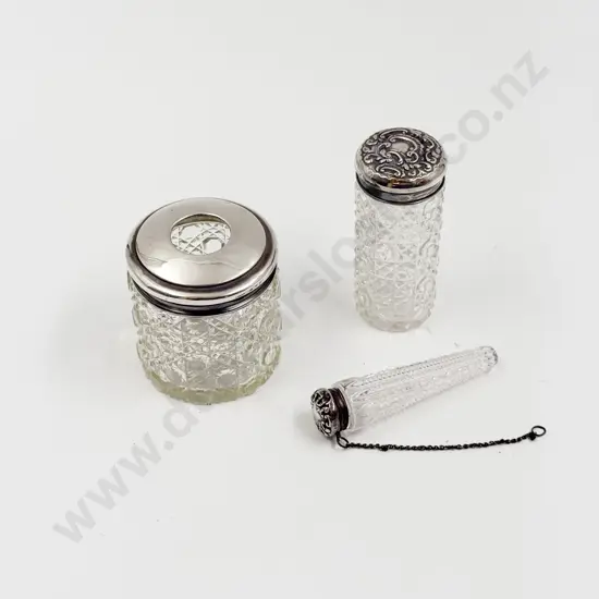 Three Assorted S/S Topped Vanity Jars