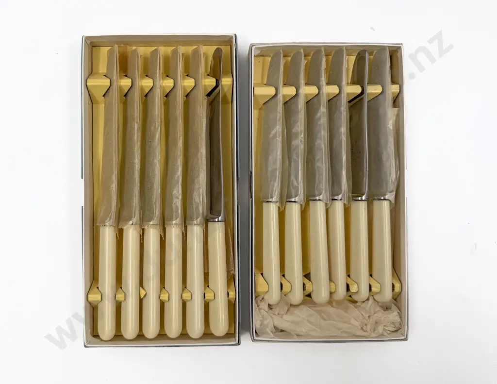 Two Boxed Bone Handled Six Pce Knife Sets Image 1++
