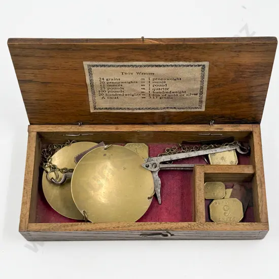 Cased Set of Chemist Scales & Assorted Weights