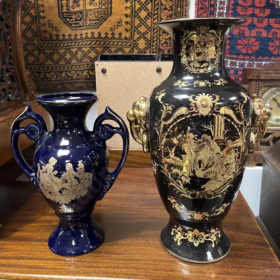 Large Limoges Vase together with Smaller Limoges Vase