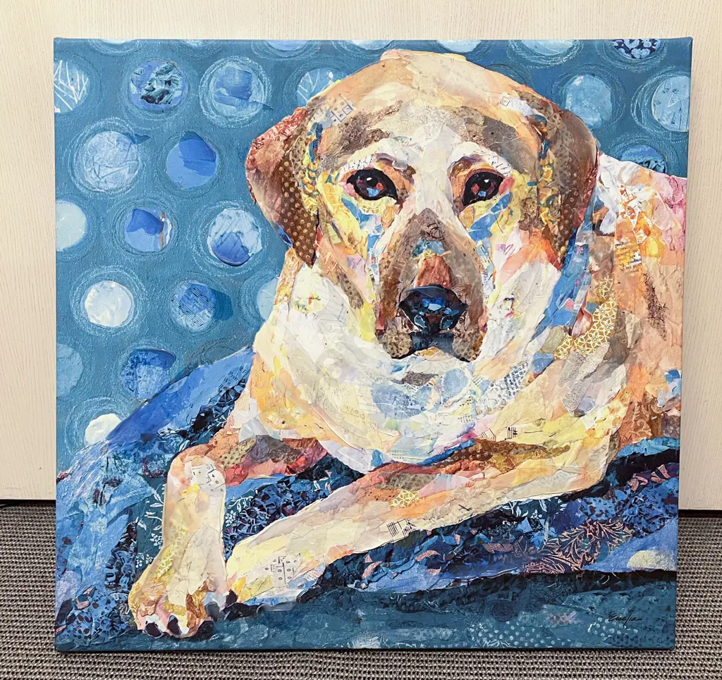 Signed Amelia - Dog Study - Mixed Media on Printed Canvas Image 1++