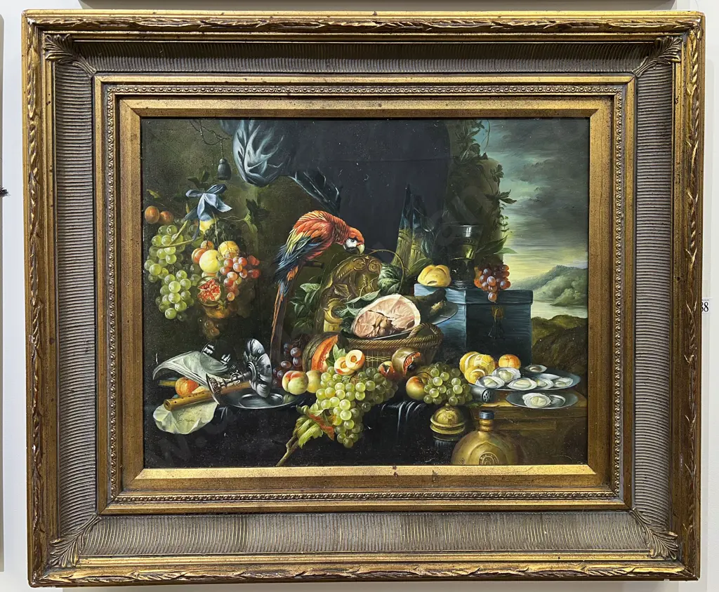 Unknown Artist - Still Life with Parrot - Acrylic on Board Image 1++