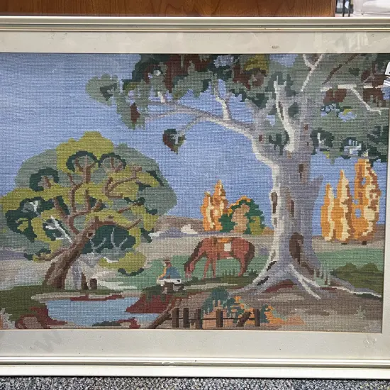 Two Framed Needlepoint Works