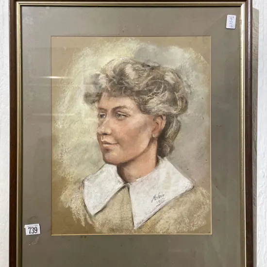 Indistinctly Signed - Pastel Portrait