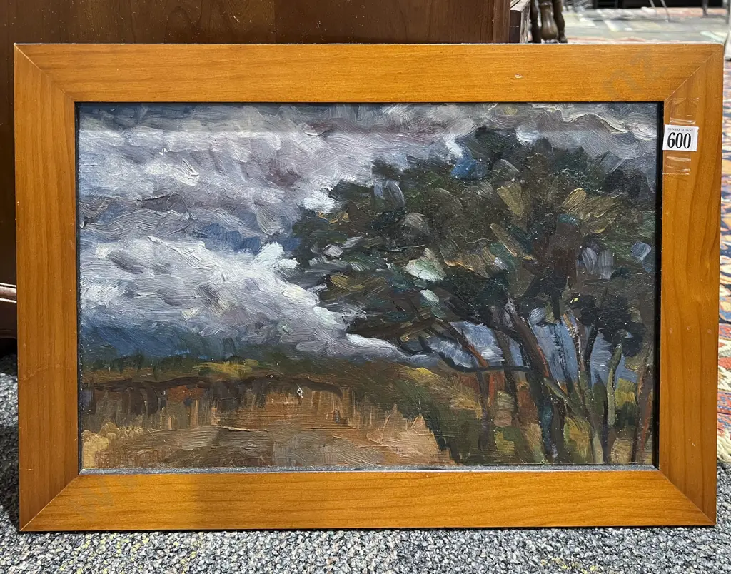 Unknown Artist - Storm Trees - Oil on Board Image 1++