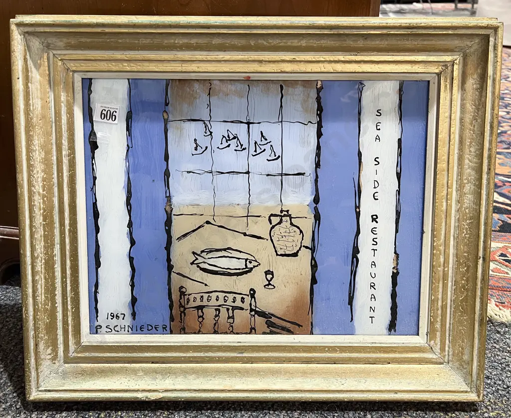 P. Schneider - "Restaurante Ultra Marino" - Mixed Media Image 1++