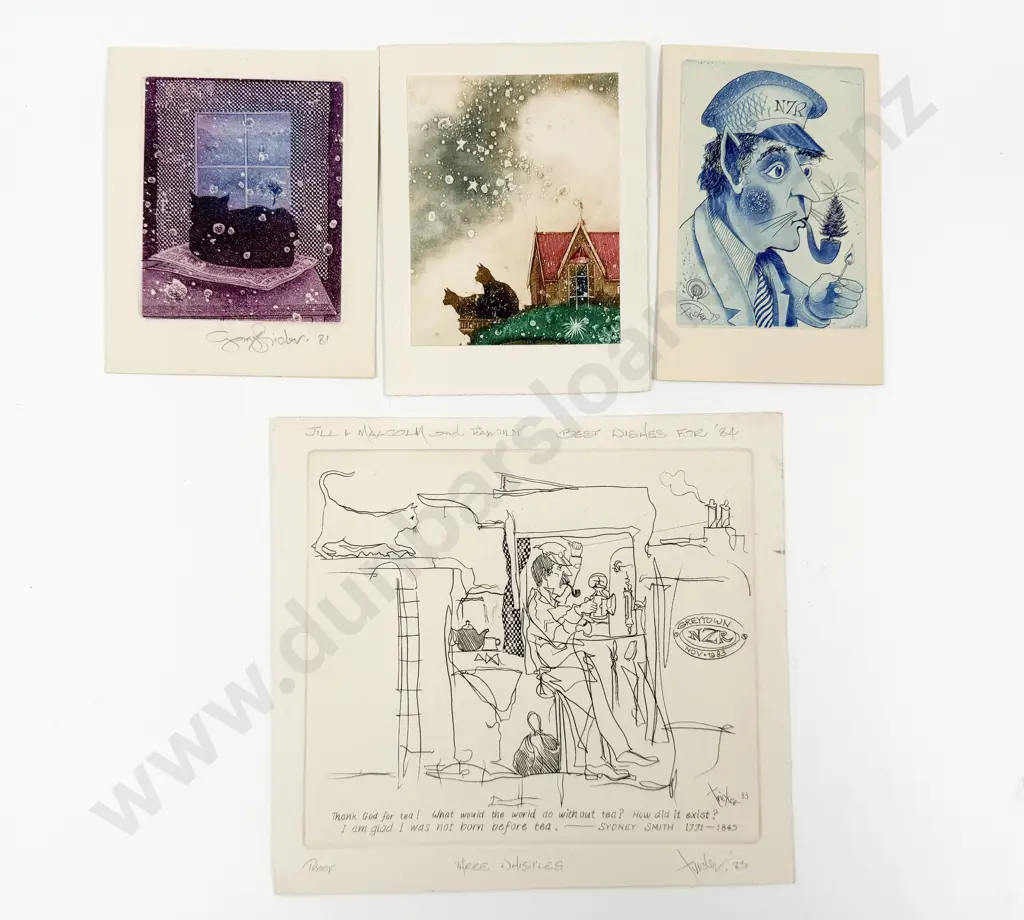 Gary Tricker - "Three Whistle" - Artist Proof (Unframed) together with Two Smaller Gary Tricker Greeting Cards Image 1++